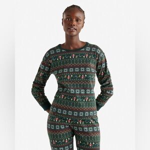 ROOTS - Varsity Green 2 piece Women's PJ Set. Festive Mushroom Print. Medium